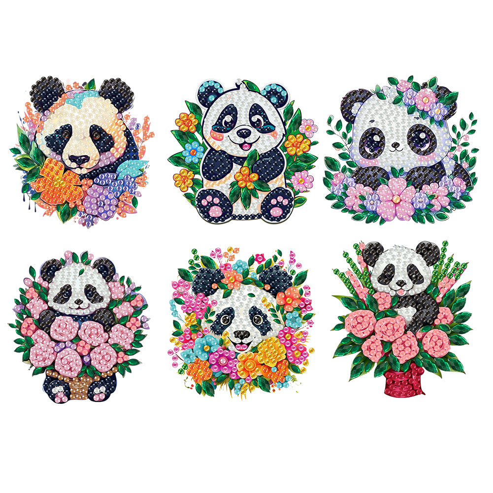 6Pcs Acrylic Cute Pattern Diamond Art Refrigerator Magnets Sticker for Beginners