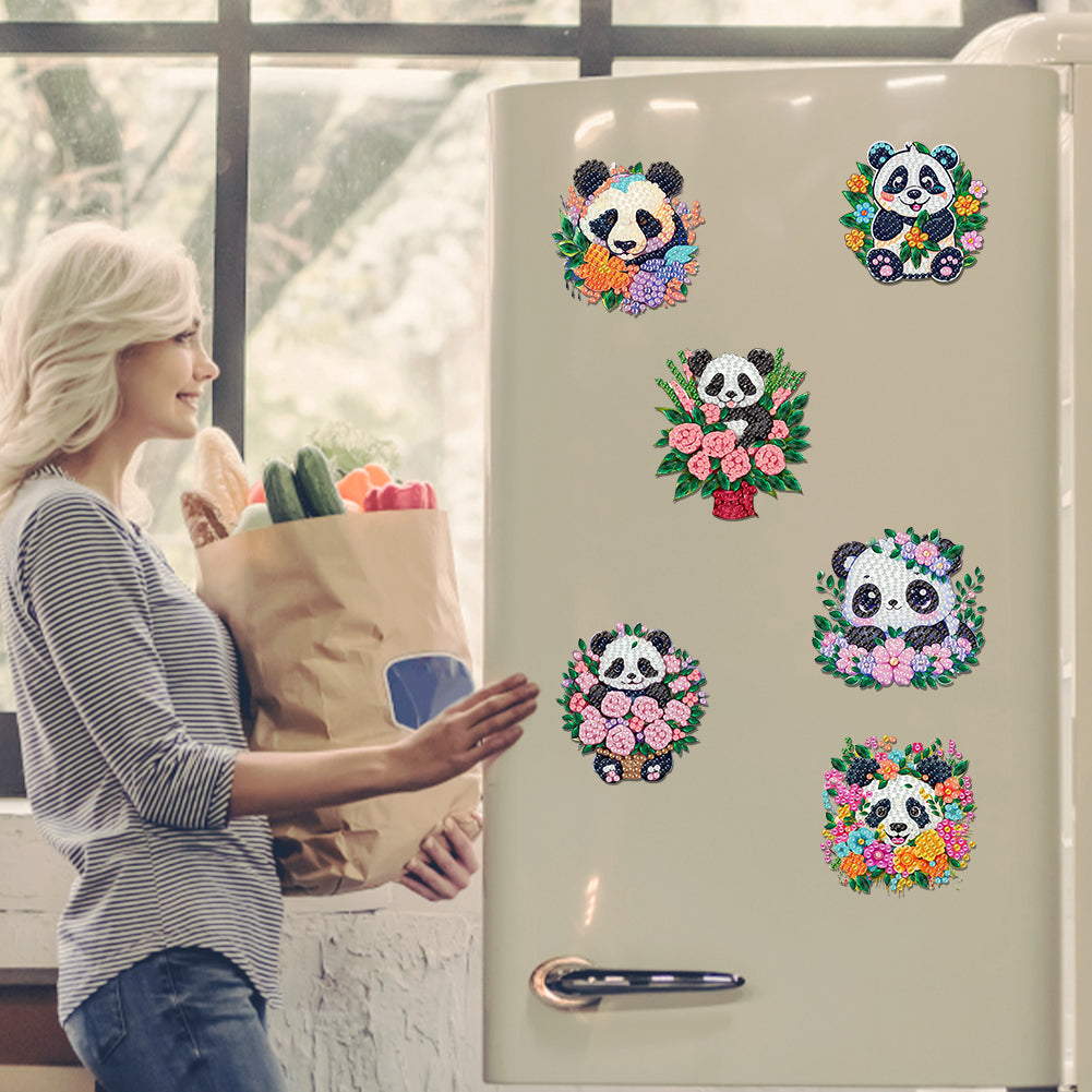 6Pcs Acrylic Cute Pattern Diamond Art Refrigerator Magnets Sticker for Beginners