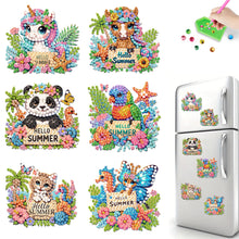 Load image into Gallery viewer, 6Pcs Acrylic Cute Pattern Diamond Art Refrigerator Magnets Sticker for Beginners
