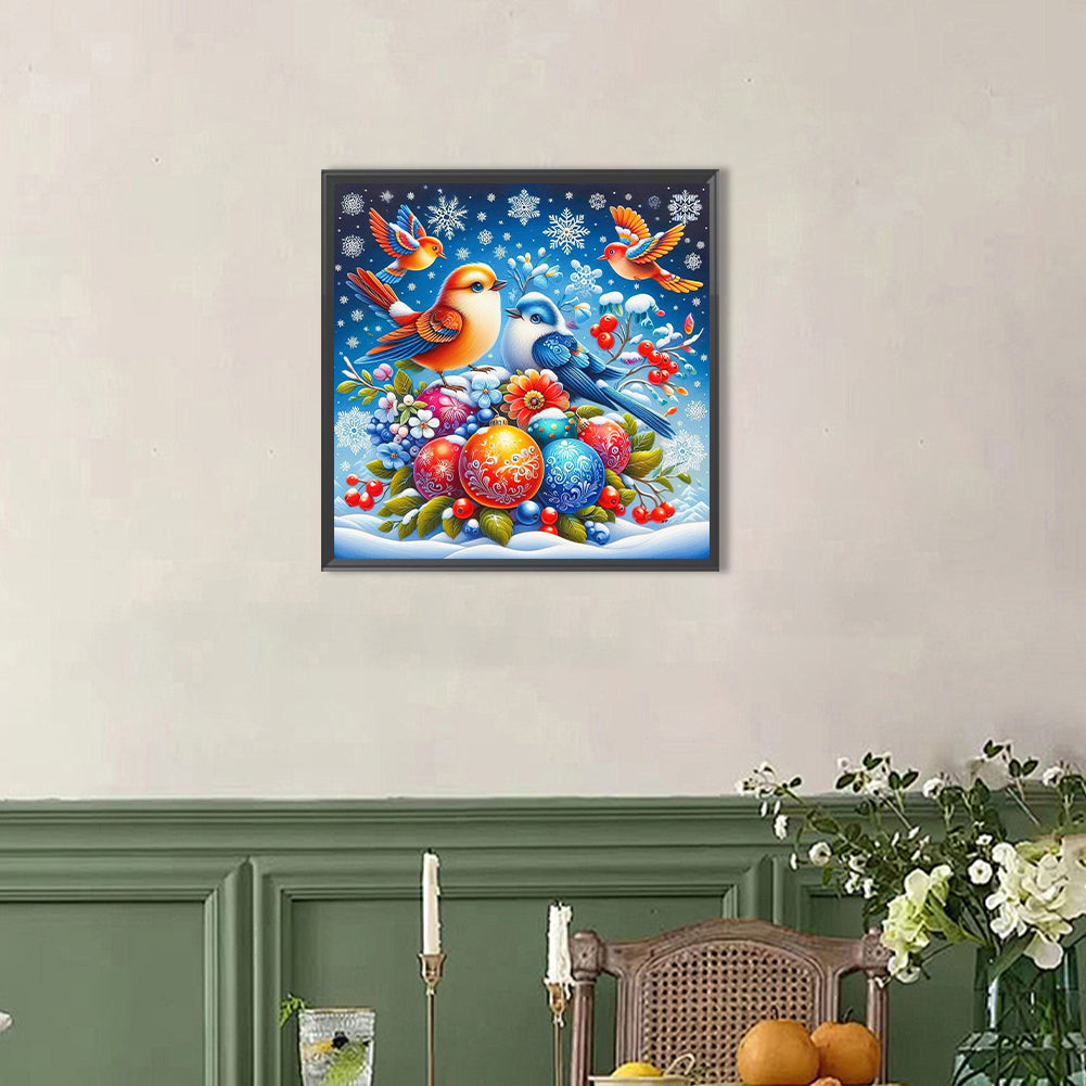 AB Diamond Painting - Full Round - Birds On The Snow (40*40CM)