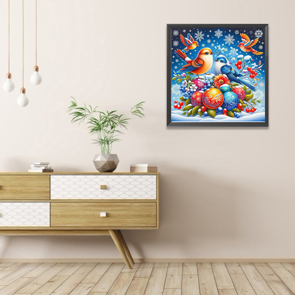 AB Diamond Painting - Full Round - Birds On The Snow (40*40CM)