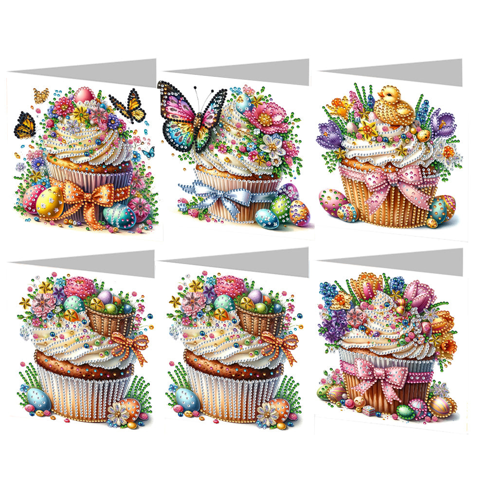 6Pcs Birthday Diamond Handmade Card Diamond Daily Wish Card for Adults Beginners