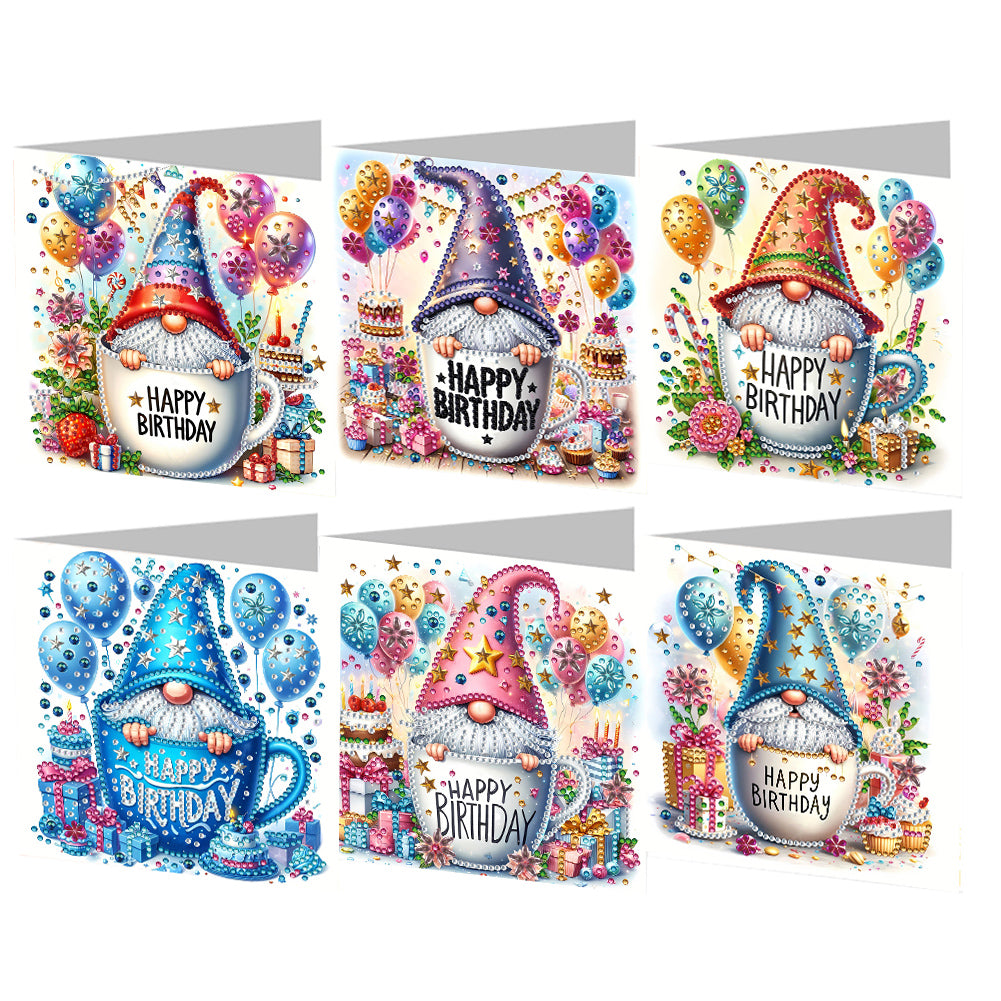 6Pcs Birthday Diamond Handmade Card Diamond Daily Wish Card for Adults Beginners