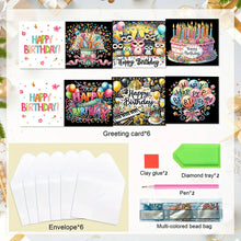 Load image into Gallery viewer, 6Pcs Birthday Diamond Handmade Card Diamond Daily Wish Card for Adults Beginners
