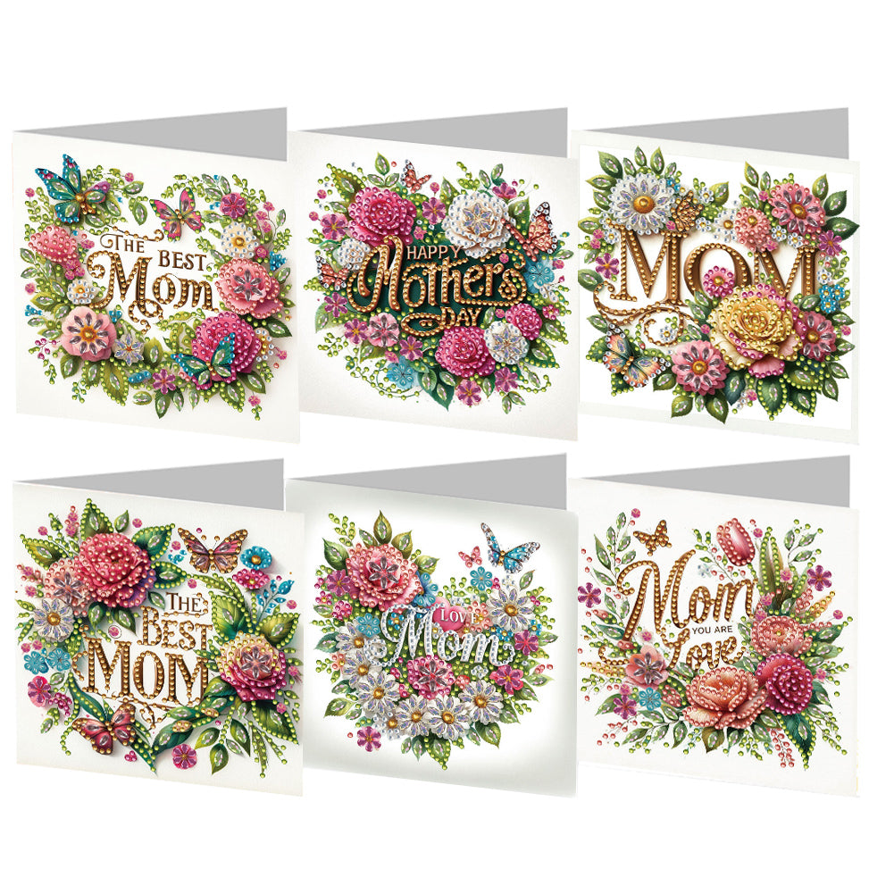 6Pcs Birthday Diamond Handmade Card Diamond Daily Wish Card for Adults Beginners