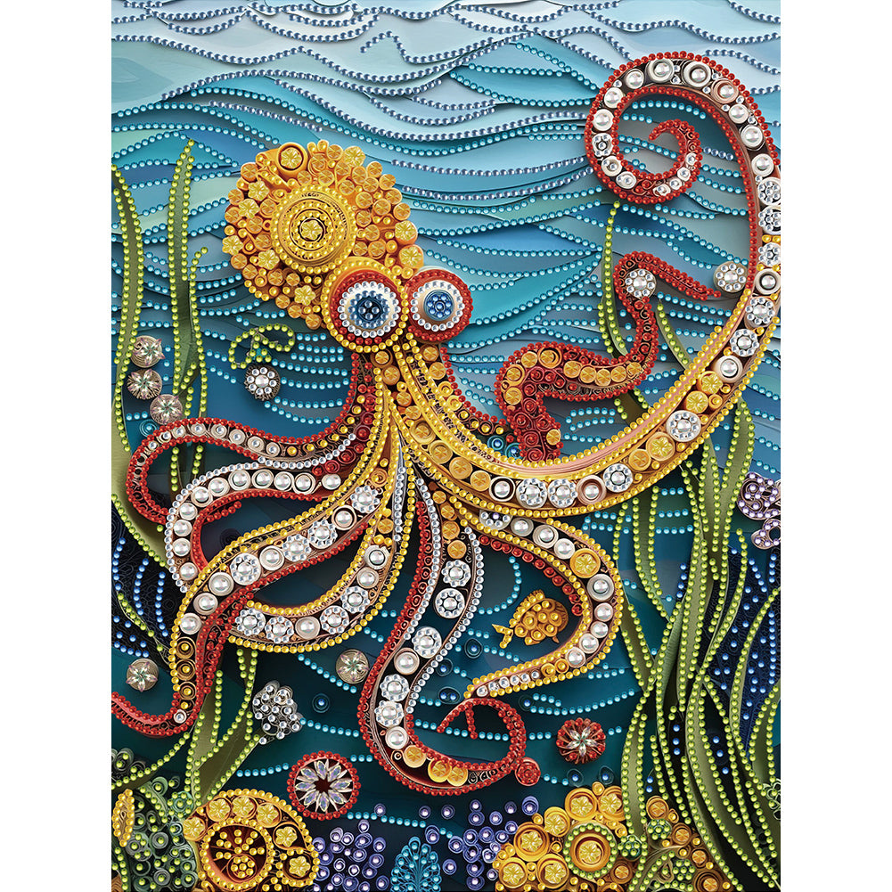 Diamond Painting - Partial Special Shaped - Quilled Paper Painting Of Marine Life (30*40CM)