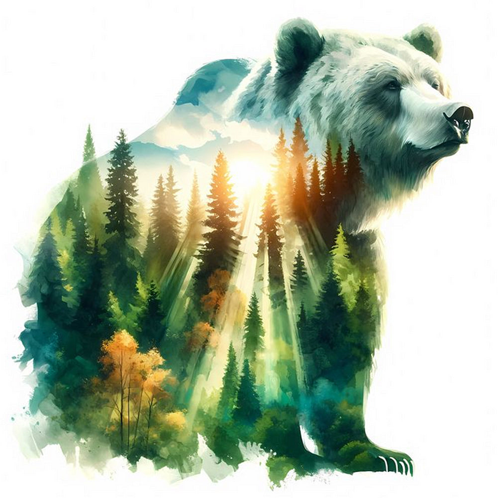 Diamond Painting - Full Round - Forest Bear (30*30CM)