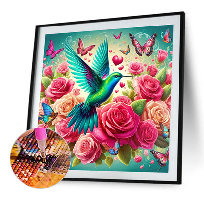 Diamond Painting - Full Round - Rose Butterfly Hummingbird (30*30CM)