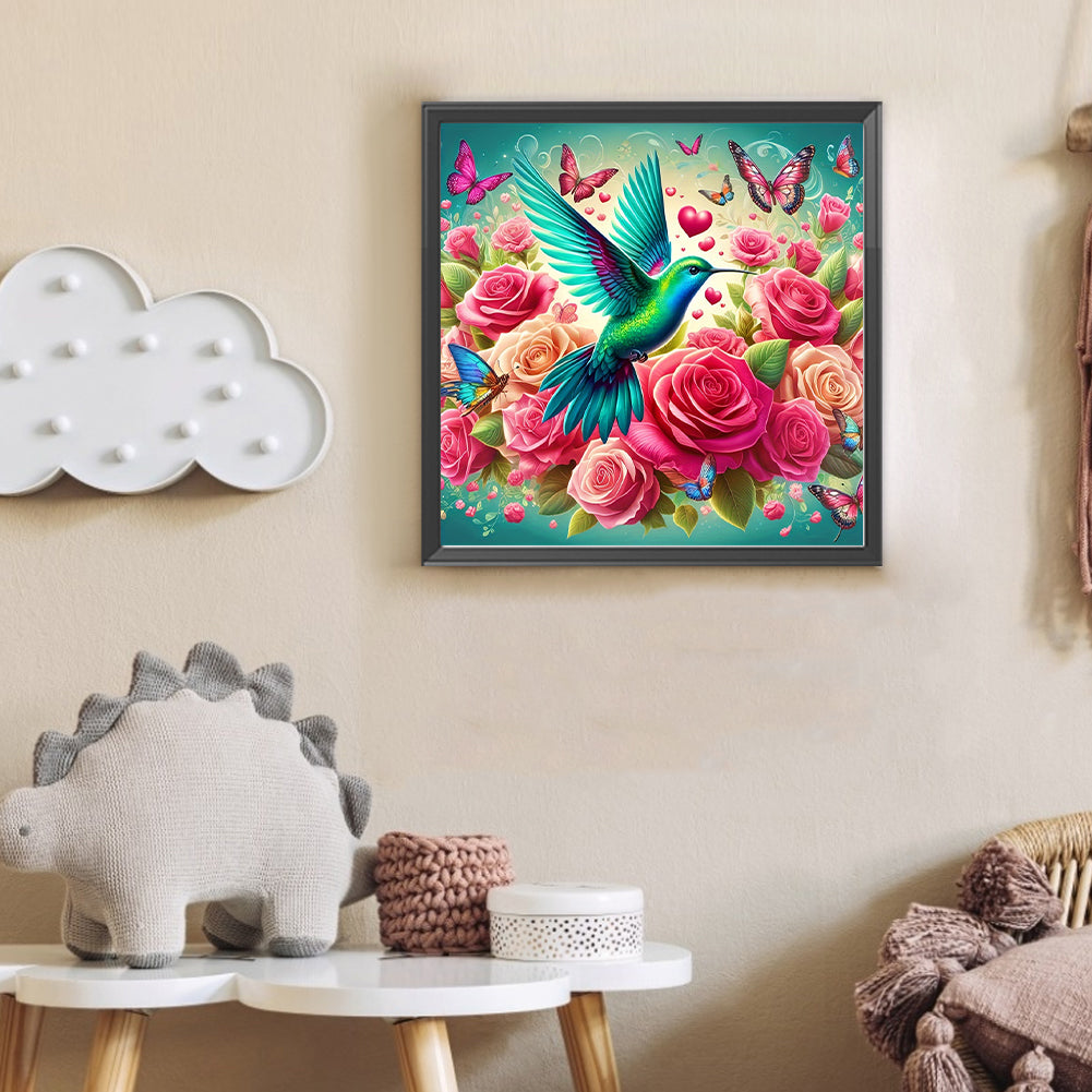 Diamond Painting - Full Round - Rose Butterfly Hummingbird (30*30CM)