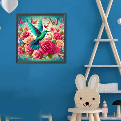 Diamond Painting - Full Round - Rose Butterfly Hummingbird (30*30CM)