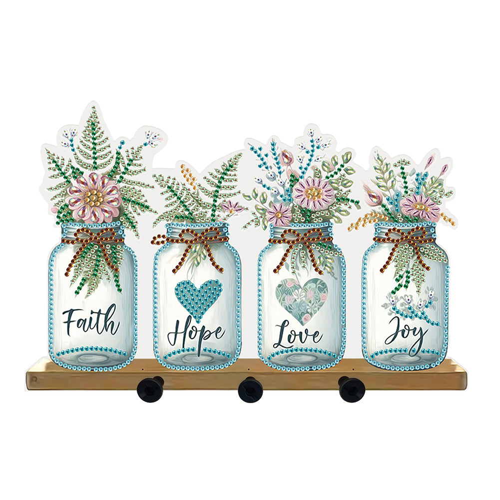 Acrylic Vase Bouquet Diamond Art Hanging Hooks A Row of 3 Hooks DIY Crafts Decor