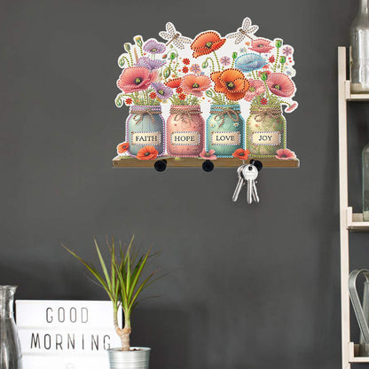 Acrylic Vase Bouquet Diamond Art Hanging Hooks A Row of 3 Hooks DIY Crafts Decor