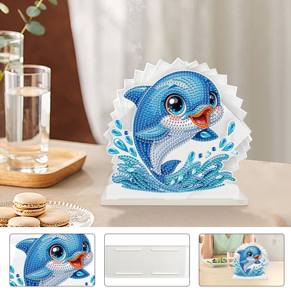 Acrylic Animals 5D DIY Diamond Art Paper Towel Storage Rack Decor for Home Decor