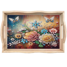 Load image into Gallery viewer, Diamond Painting Wooden Serving Tray with Handles Diamond Painting Dining Plate
