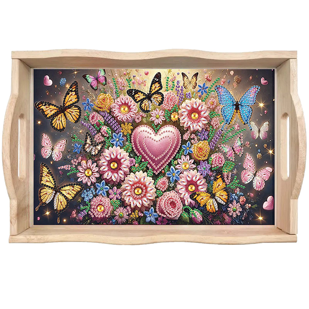 Diamond Painting Wooden Serving Tray with Handles Diamond Painting Dining Plate