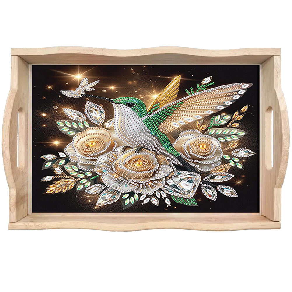 Diamond Painting Wooden Serving Tray with Handles Diamond Painting Dining Plate