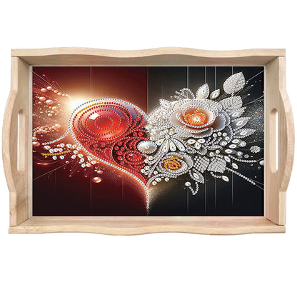 Diamond Painting Wooden Serving Tray with Handles Diamond Painting Dining Plate