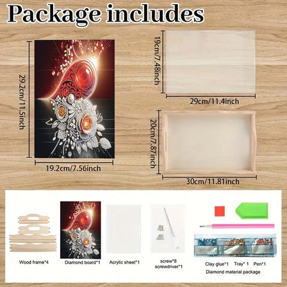 Diamond Painting Wooden Serving Tray with Handles Diamond Painting Dining Plate