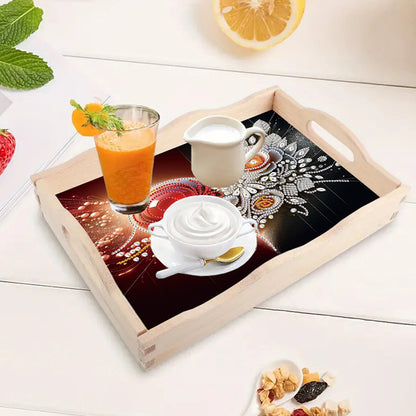 Diamond Painting Wooden Serving Tray with Handles Diamond Painting Dining Plate