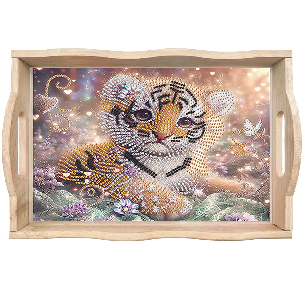 Diamond Painting Wooden Serving Tray with Handles Diamond Painting Dining Plate
