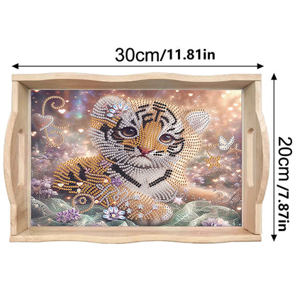 Diamond Painting Wooden Serving Tray with Handles Diamond Painting Dining Plate