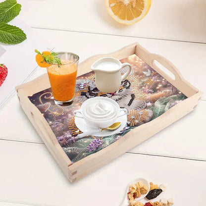 Diamond Painting Wooden Serving Tray with Handles Diamond Painting Dining Plate