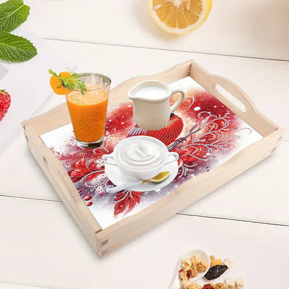 Diamond Painting Wooden Serving Tray with Handles Diamond Painting Dining Plate