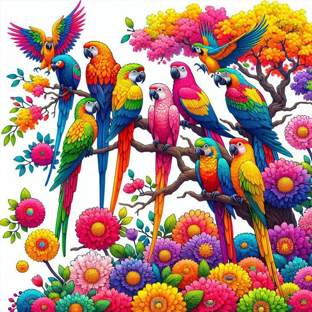 Diamond Painting - Full Round - Colorful Parrot (30*30CM)