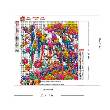 Diamond Painting - Full Round - Colorful Parrot (30*30CM)