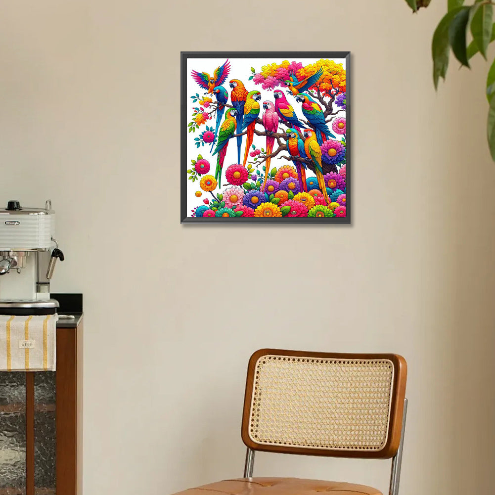 Diamond Painting - Full Round - Colorful Parrot (30*30CM)