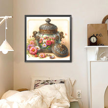 Load image into Gallery viewer, Diamond Painting - Full Round - Glass Jar And Flowers (30*30CM)
