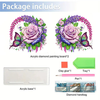 Acrylic Flowers Butterfly Diamond Painting Napkin Holder Ornament for Art Crafts