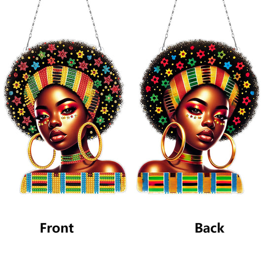 Indian Woman 5D DIY Diamond Painting Dots Pendant for Garden Window Decor