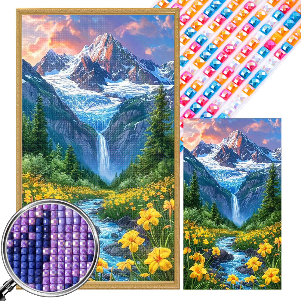 AB Diamond Painting - Full Square - Flowers In The Mountains And Streams (40*70CM)