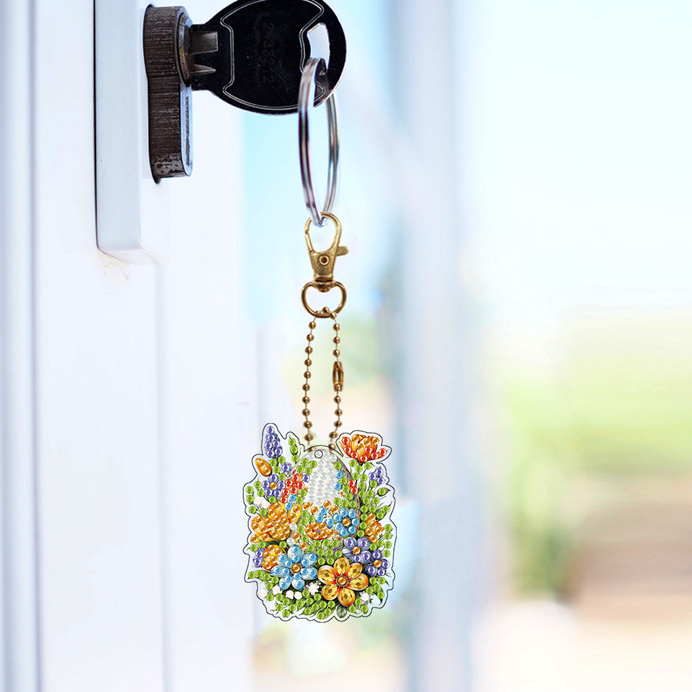 6Pcs Double Sided Special Shape Animals Diamond Art Keyring for Beginners Adults