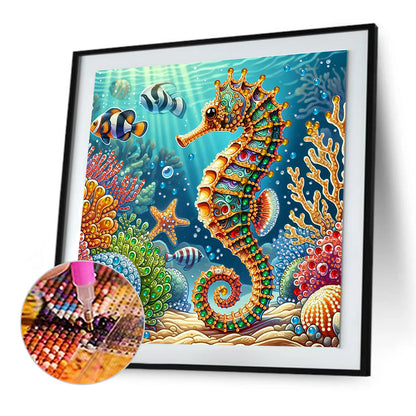 Diamond Painting - Partial Special Shaped - Marine Animals Seahorses (30*30CM)