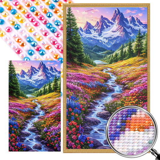 AB Diamond Painting - Full Round - Flowers In The Mountains And Streams (40*70CM)