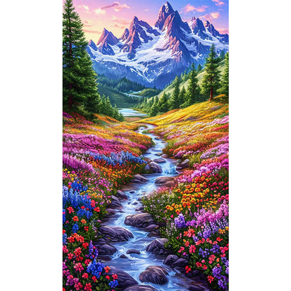 AB Diamond Painting - Full Round - Flowers In The Mountains And Streams (40*70CM)
