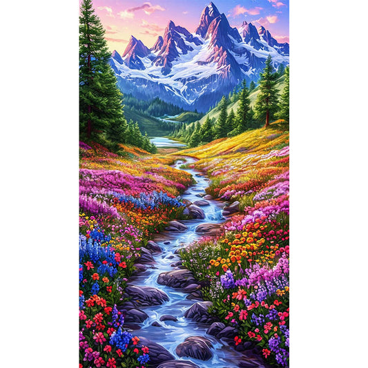 AB Diamond Painting - Full Round - Flowers In The Mountains And Streams (40*70CM)