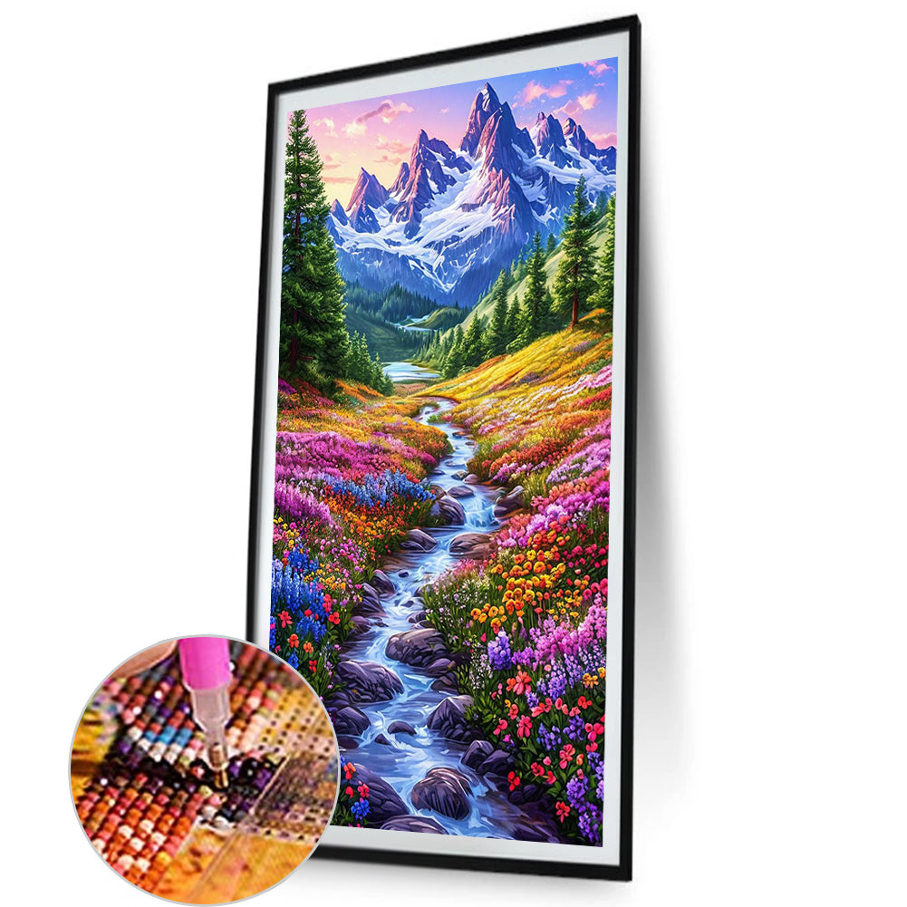 AB Diamond Painting - Full Round - Flowers In The Mountains And Streams (40*70CM)