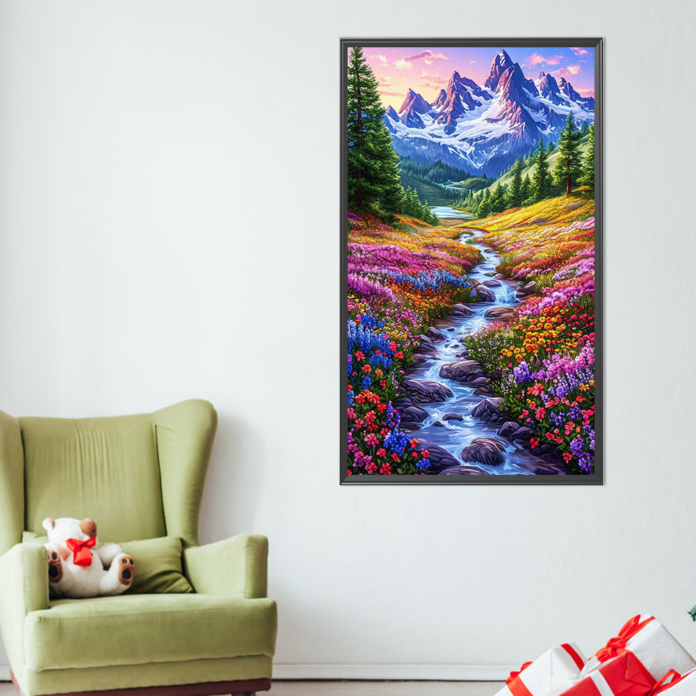 AB Diamond Painting - Full Round - Flowers In The Mountains And Streams (40*70CM)