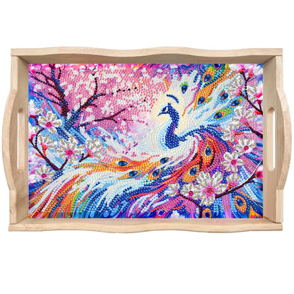 Wooden Beautiful Pattern 5D Diamond Painting Tray Art Craft with Handle for Desk