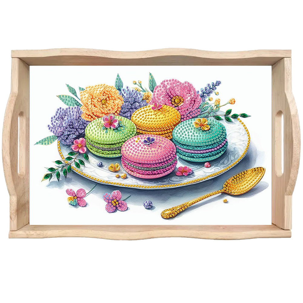 Wooden Beautiful Pattern 5D Diamond Painting Tray Art Craft with Handle for Desk