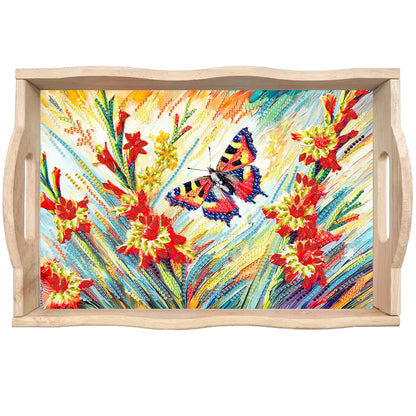 Wooden Beautiful Pattern 5D Diamond Painting Tray Art Craft with Handle for Desk
