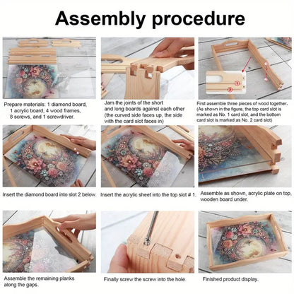 Wooden Beautiful Pattern 5D Diamond Painting Tray Art Craft with Handle for Desk