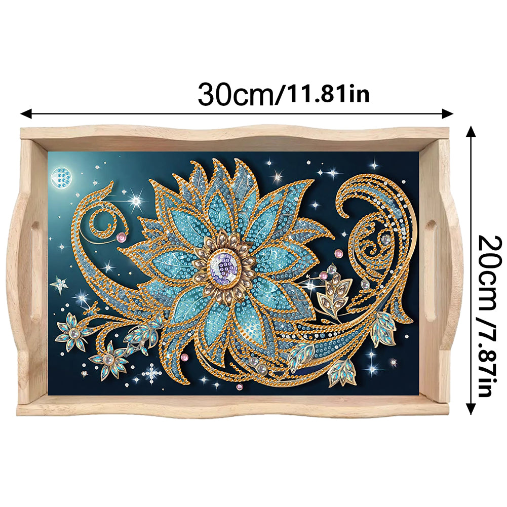 Wooden Beautiful Pattern 5D Diamond Painting Tray Art Craft with Handle for Desk