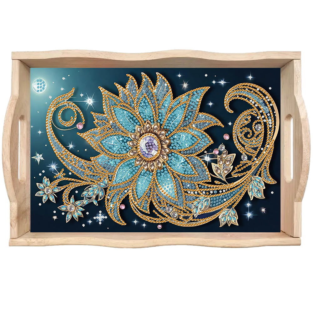 Wooden Beautiful Pattern 5D Diamond Painting Tray Art Craft with Handle for Desk