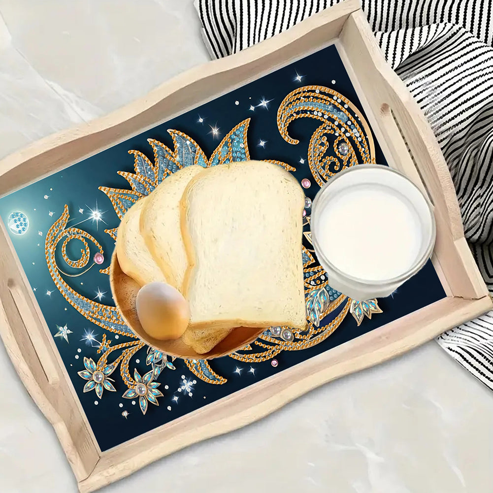 Wooden Beautiful Pattern 5D Diamond Painting Tray Art Craft with Handle for Desk