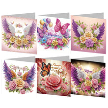 Load image into Gallery viewer, 6Pcs Mother s Day Flower Wing Handmade Diamond Painting Wish Card for Moms
