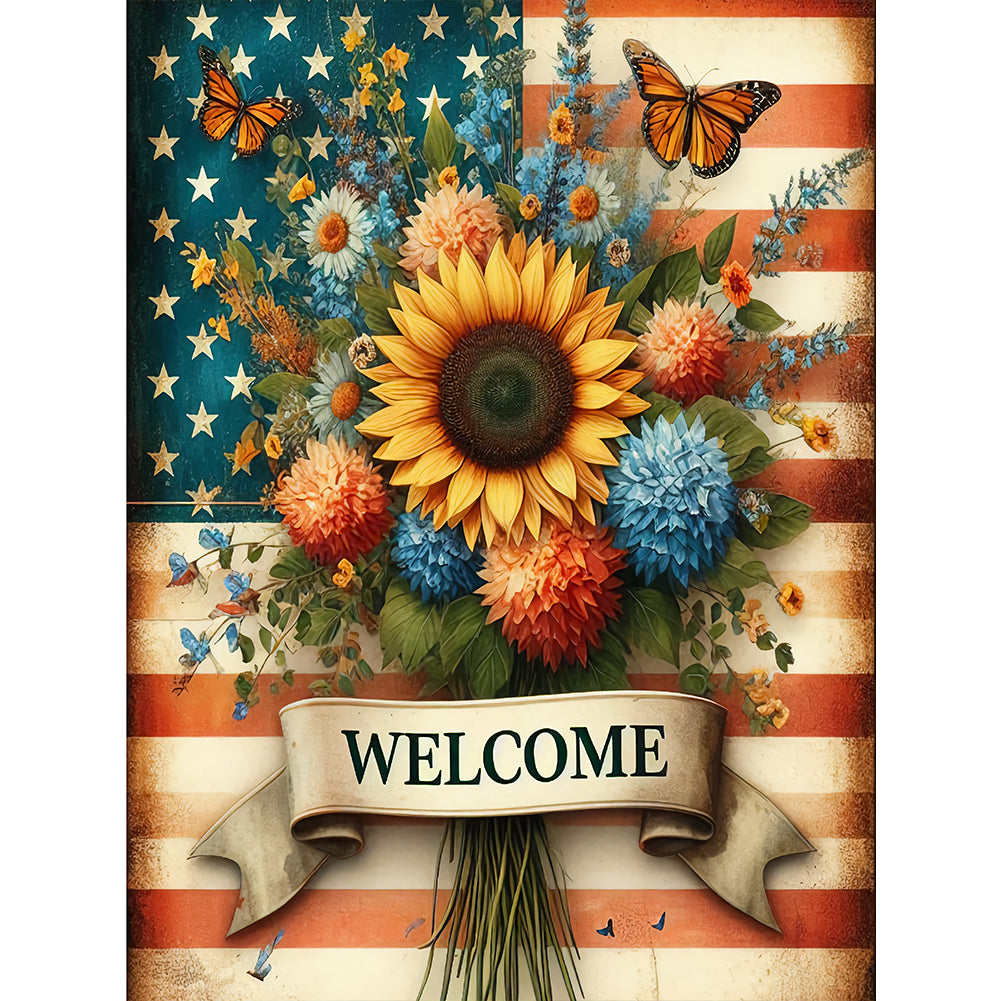 Diamond Painting - Full Round - Union Flag Sunflower (30*40CM)